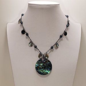 Lia sophia. Iridescent shell pendant necklace.